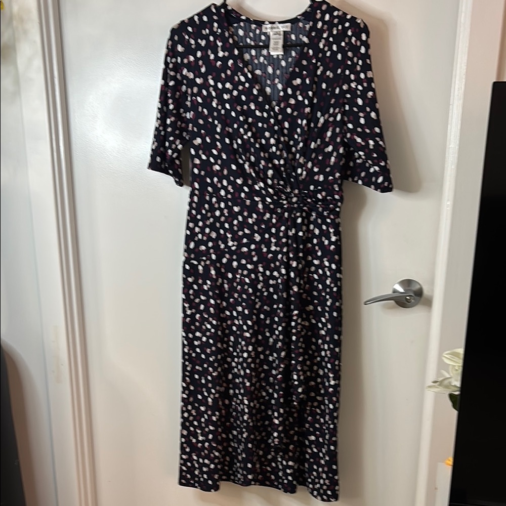 Elegant Navy Polka Dot Dress